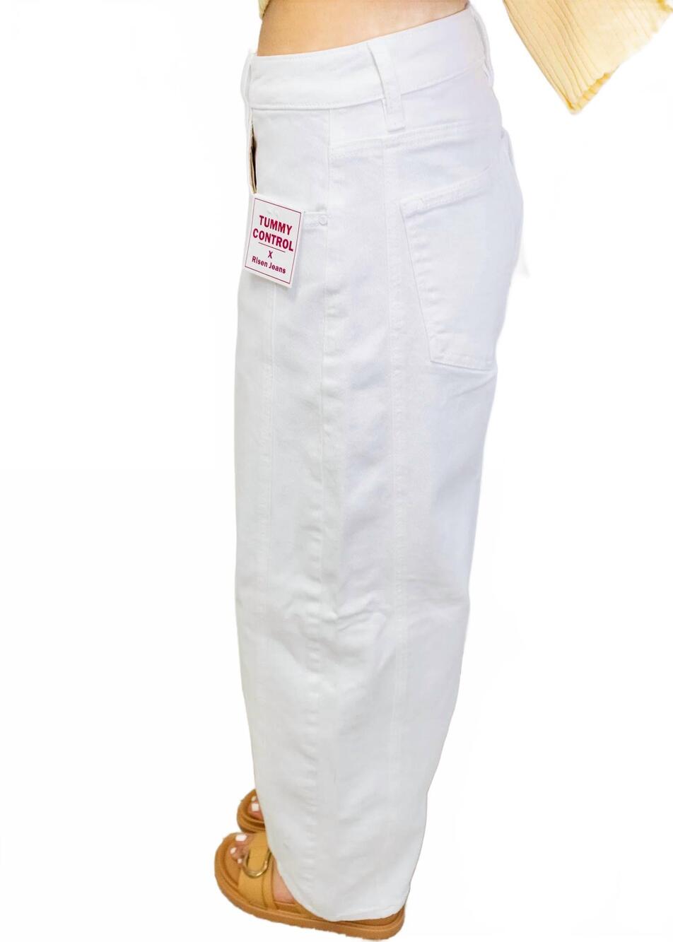 NEW RISEN tummy control slouchy ankle barrel pants in white - Picture 4 of 4